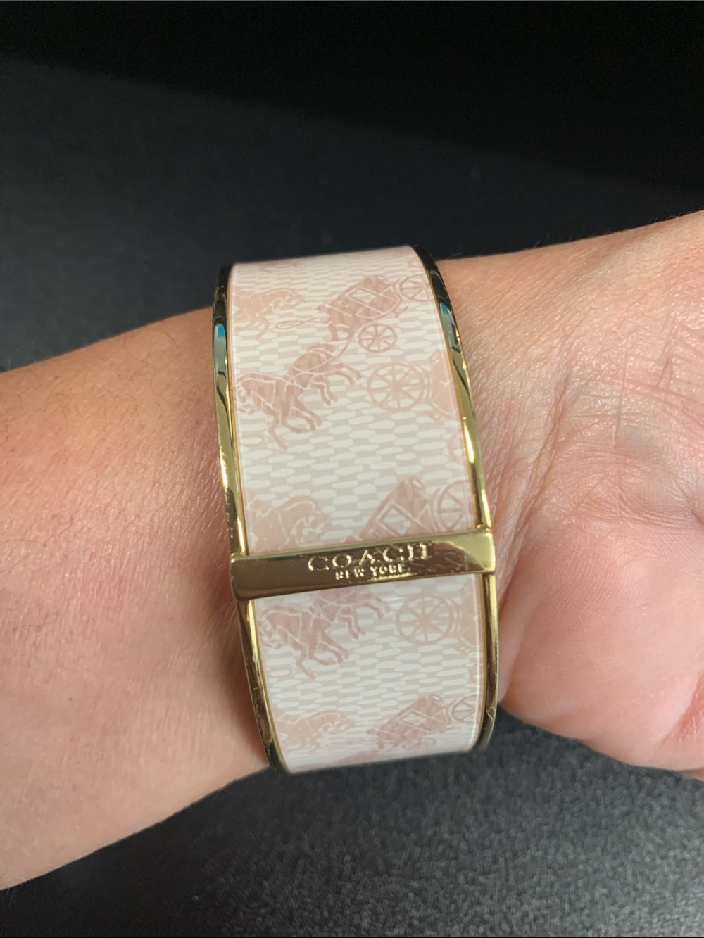 Coach Pink & Gold Signature Enamel Cuff Bracelet